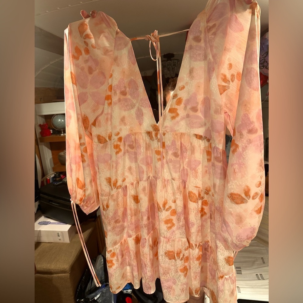 NEWHouse of Harlow 1960 Snall Floral Pink and Orange Women's MINI DRESS